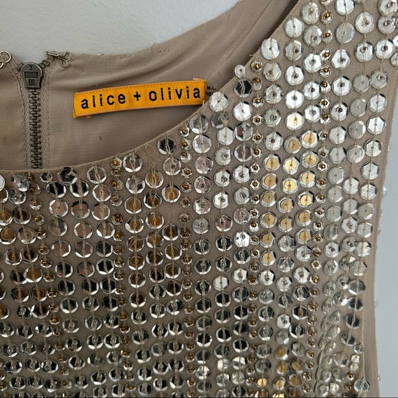 ALICE + OLIVIA Leighton Gold / Silver Sequin Dress - Picture 10 of 15